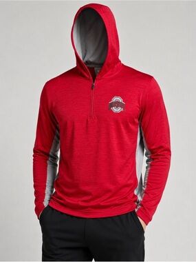 Colosseum Red and Gray Ohio State Hooded Pullover